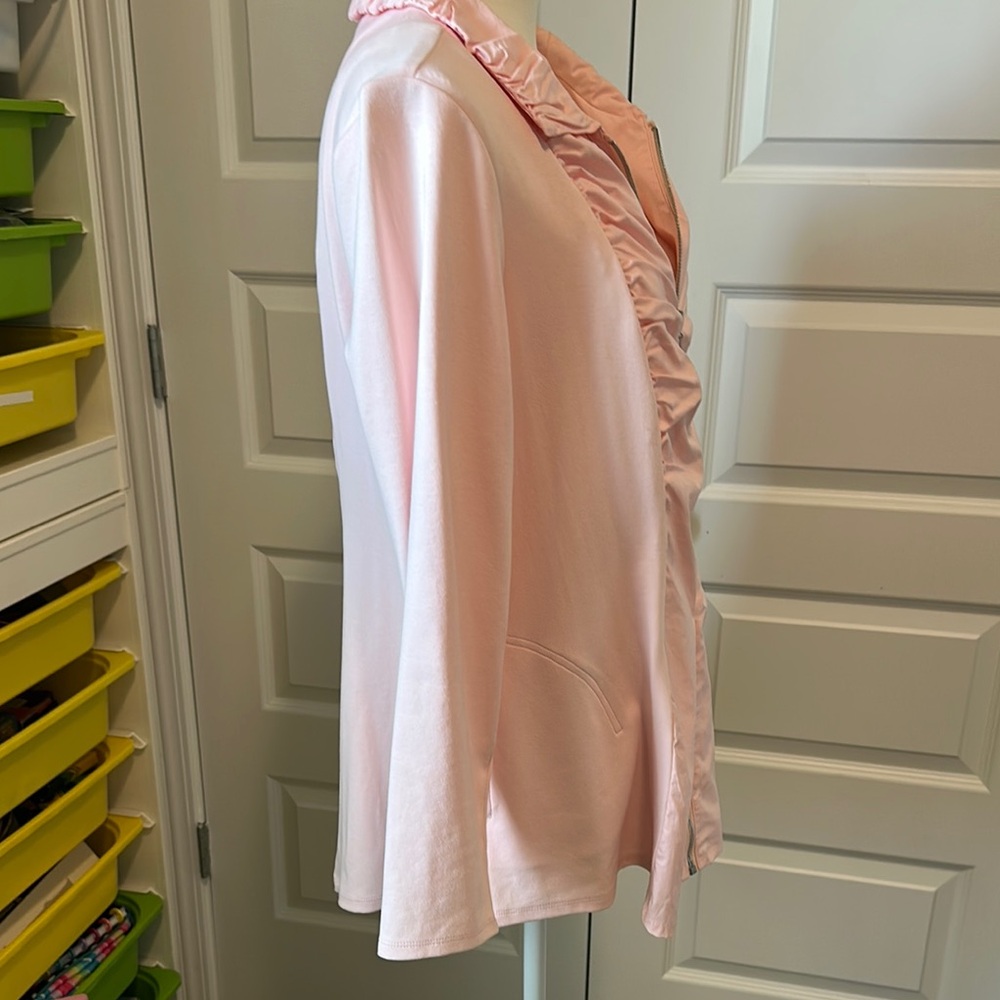 Pink Ruched Ruffled Long Sleeve Blouse - Picture 3 of 7